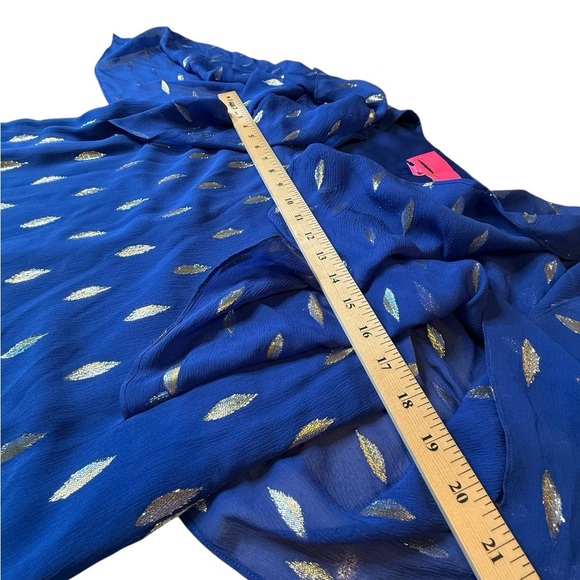Lilly Pulitzer Shalynn Silk Caftan 
Navy Gold semi-sheer scarf sleeves Size 2 - Picture 10 of 14